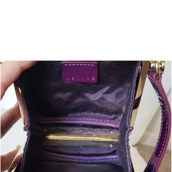 Celine Purple Lapis Roller Buckle Mini Patent Leather Crossbody Square Bag Purse - Picture 7 of 13